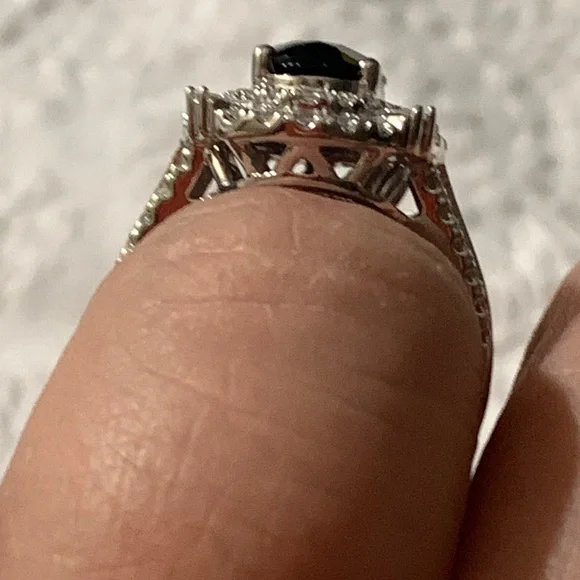 2.45 ct Sapphire & Diamond Sterling Size 7 Princess Diana Cocktail Ring - Picture 7 of 11